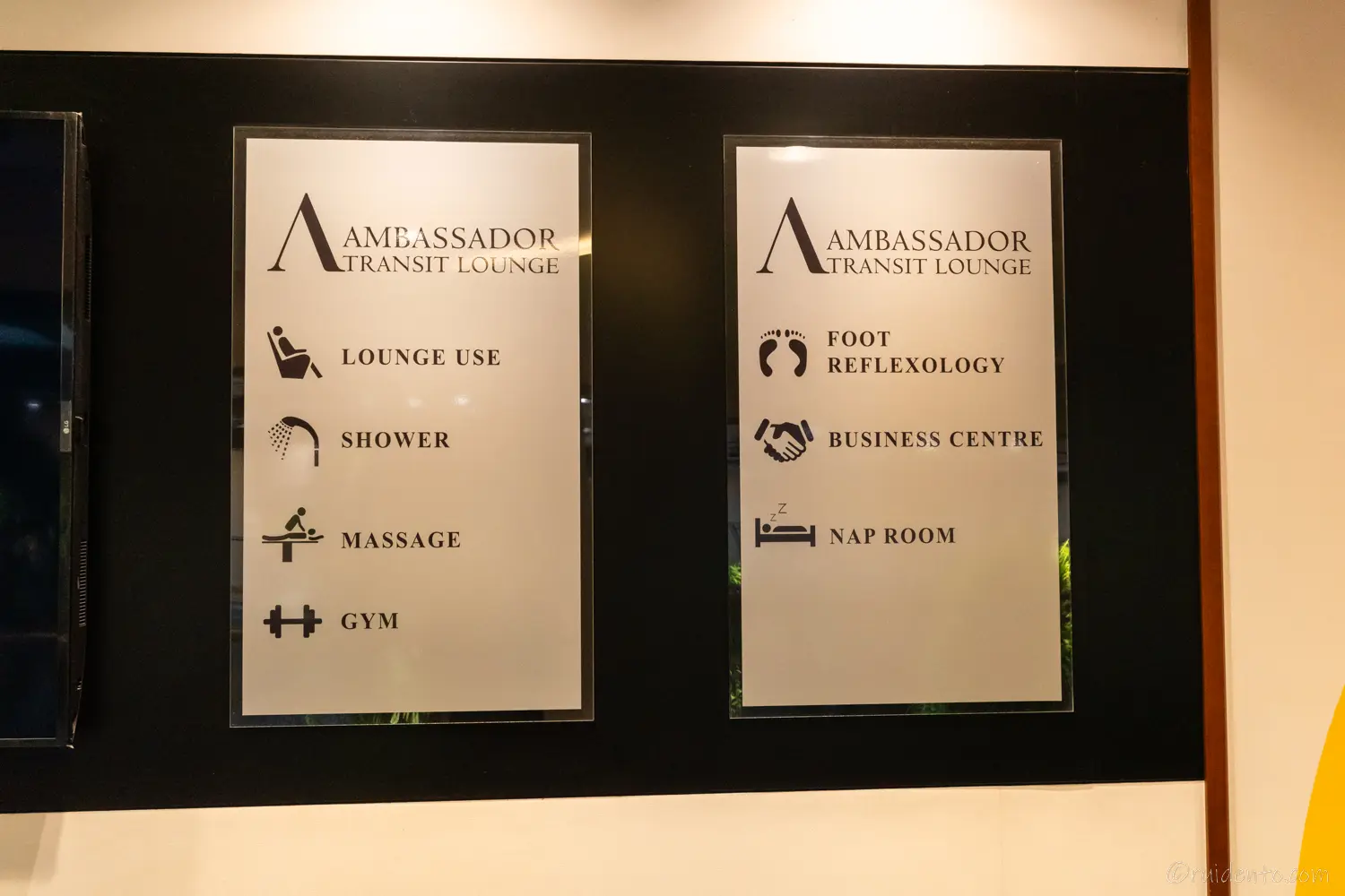 設備一覧(有料含む)
GYM,NAP ROOM,BUSINESS CENTRE,MASSAGE,LOUNGE USE, SHOWER,FOOT REFLEXOLOGY,